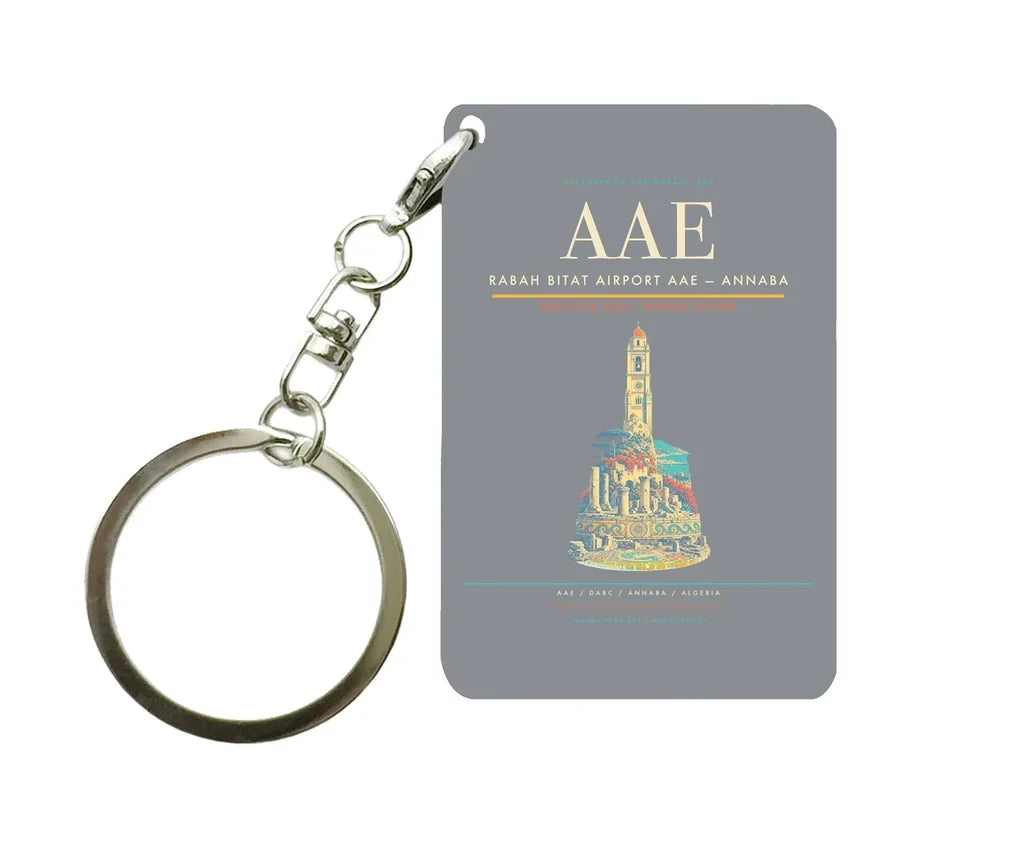 Rabah Bitat Airport AAE — Annaba Key Chain design on gray key chain