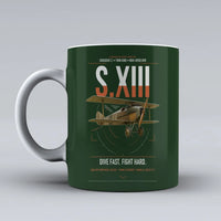 Thumbnail for SPAD S.XIII C.1 design on dark green ceramic mug, double-side print