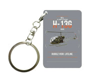 Thumbnail for Bell H-13G Sioux design on gray designed key chain, double-side print