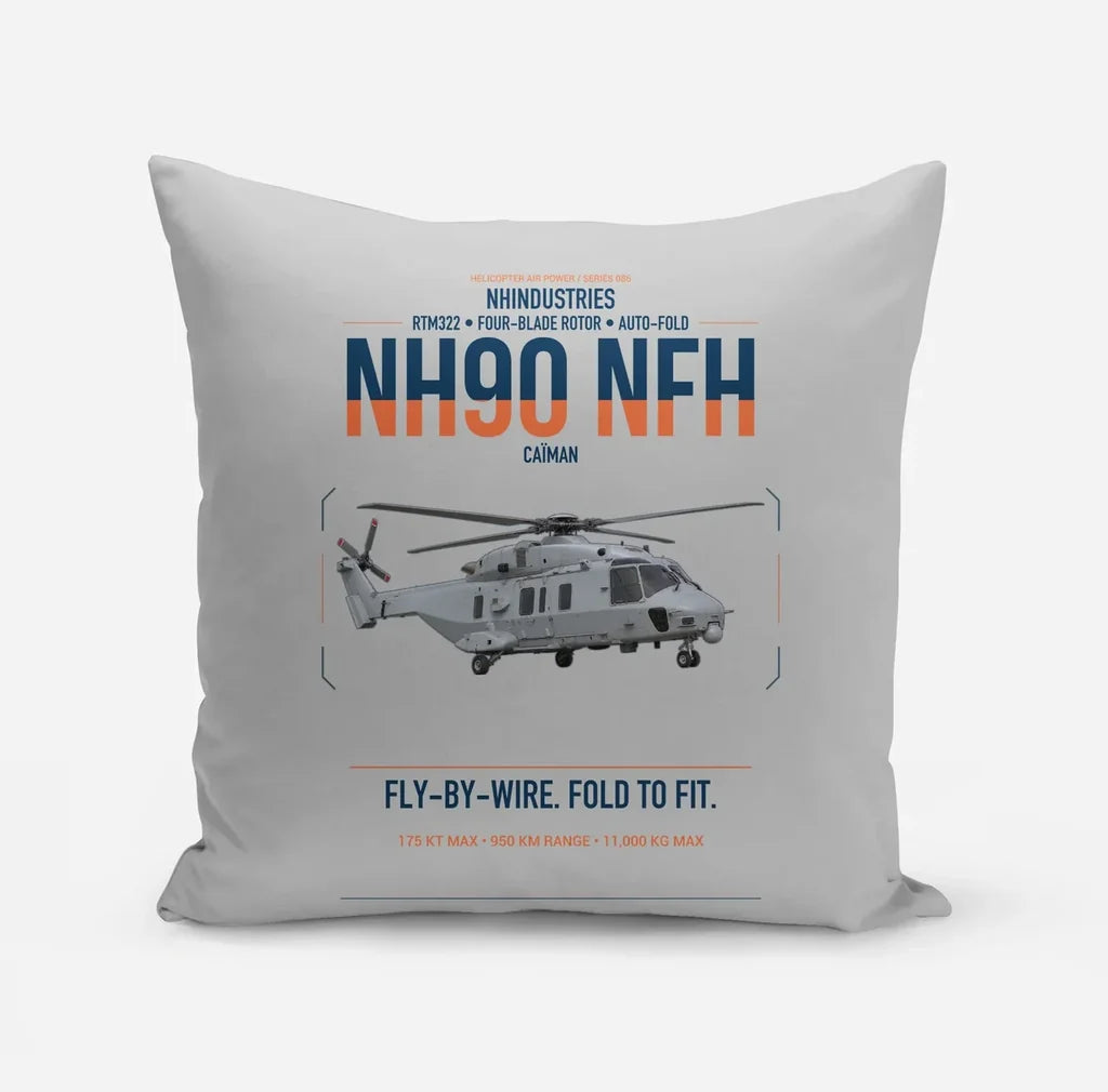NHIndustries NH90 NFH Caïman design on light gray pillow