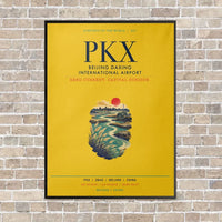 Thumbnail for Beijing Daxing International Airport PKX vertical canvas print - framed - yellow background
