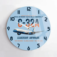 Thumbnail for C-32A Air Force Two Global Reach design on light blue no frame wall clock