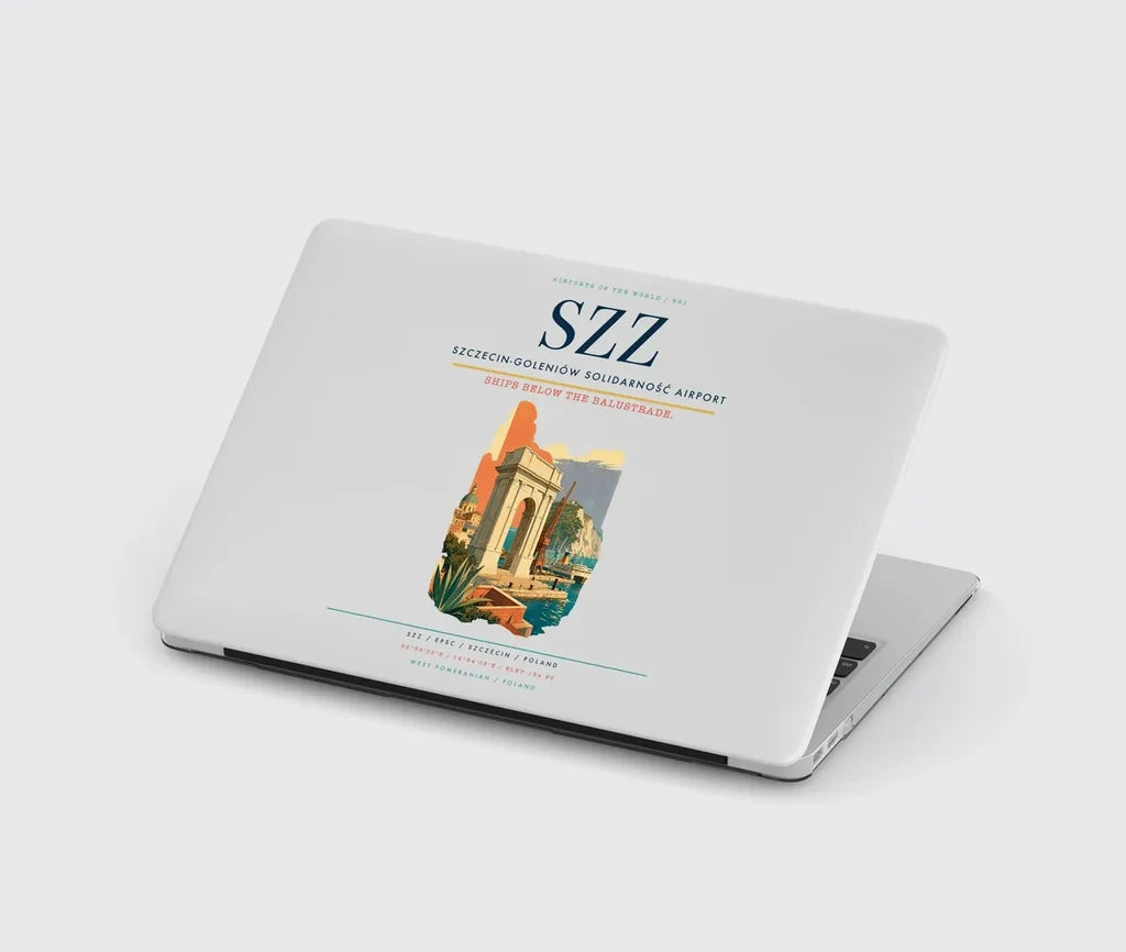 Szczecin-Goleniów Solidarność Airport (SZZ) design on light gray MacBook case