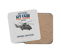 Thumbnail for Airbus H215M design on light gray 1 piece coaster
