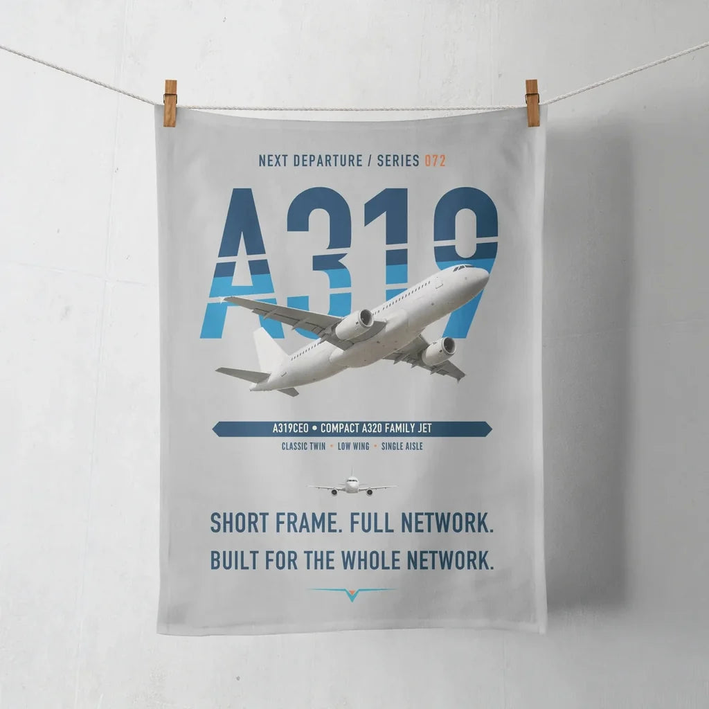 Airbus A319ceo design on light gray towel