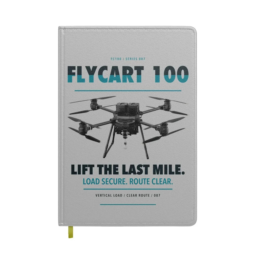 DJI FlyCart 100 design on light gray notebook