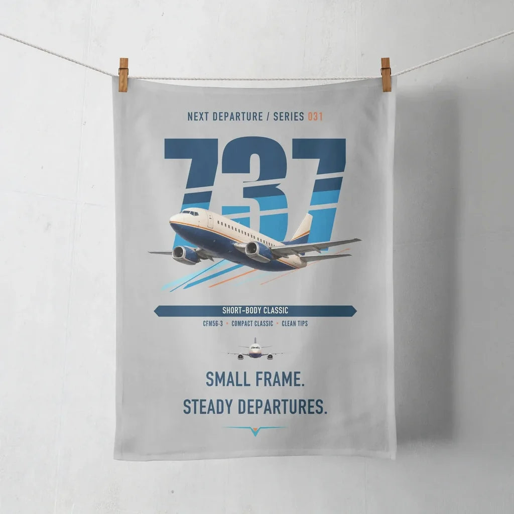 Boeing 737-500 Classic design on light gray towel