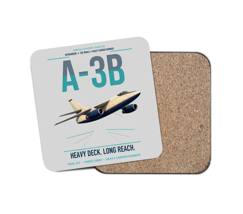 A-3B Skywarrior design on light gray 1 piece coaster