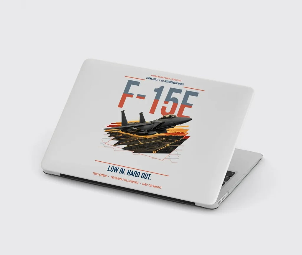 F-15E Strike Eagle design on light gray MacBook case