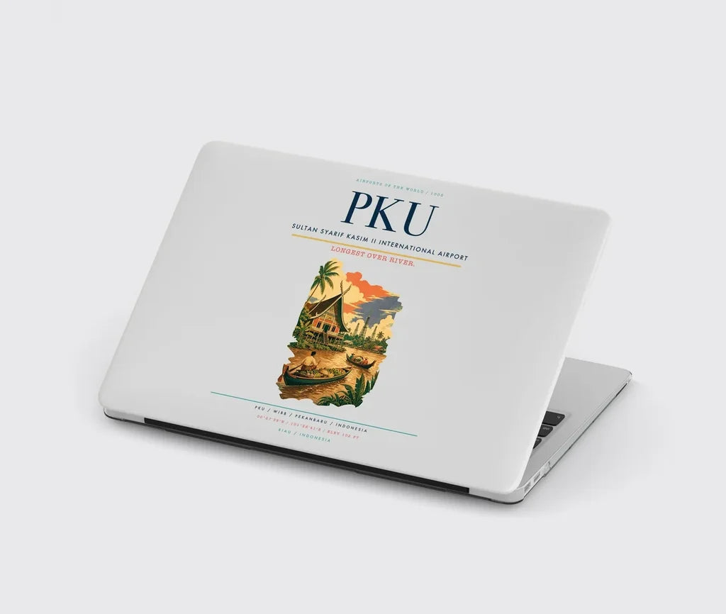 Sultan Syarif Kasim II International Airport (PKU) design on light gray MacBook case