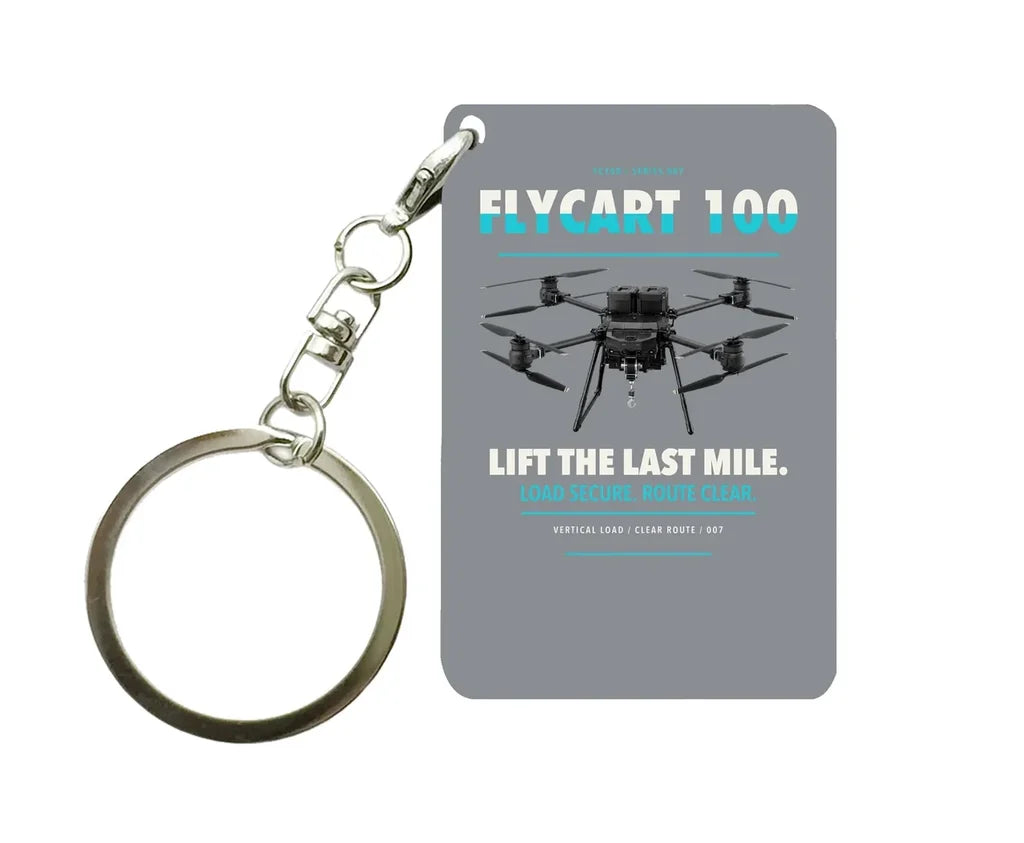 DJI FlyCart 100 Key Chain design on gray key chain