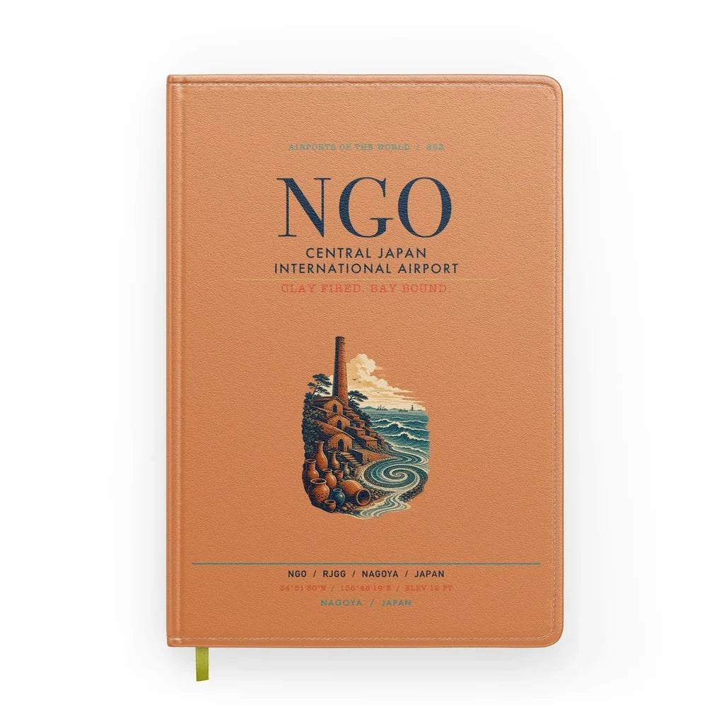 Central Japan International Airport (NGO) design on orange notebook