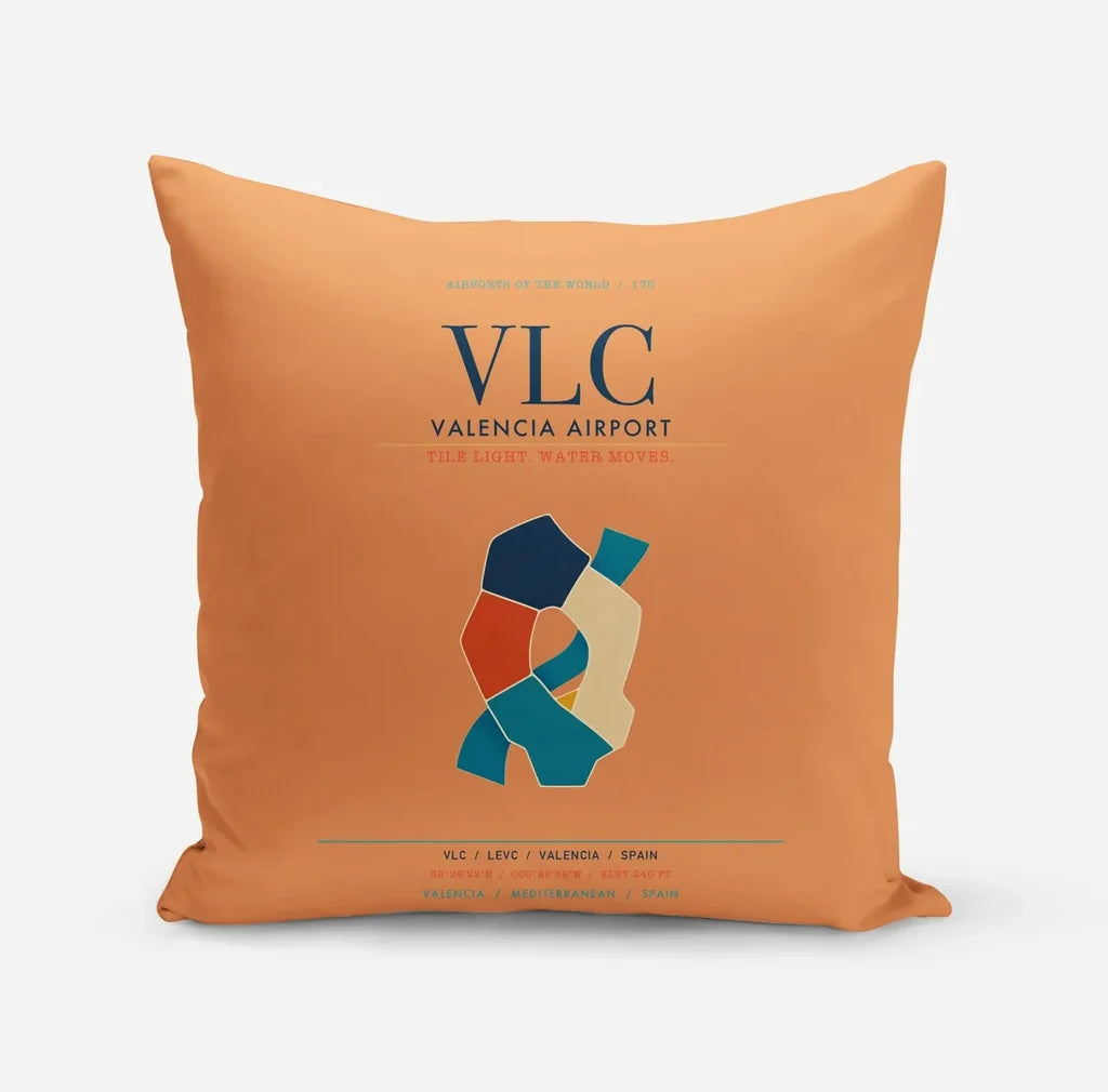 Valencia Airport (VLC) design on orange pillow