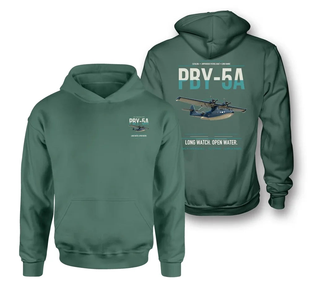 PBY-5A Catalina design on green double-side hoodie, double-side print