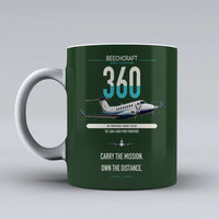 Thumbnail for Beechcraft King Air 360 design on dark green ceramic mug, double-side print