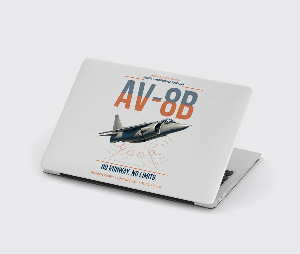 AV-8B Harrier II design on light gray MacBook case
