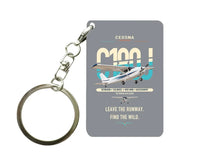 Thumbnail for Cessna 180J Skywagon design on gray designed key chain, double-side print