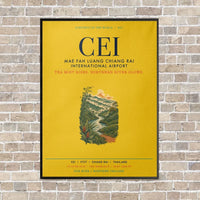 Thumbnail for Mae Fah Luang Chiang Rai International Airport CEI vertical canvas print - framed - yellow background