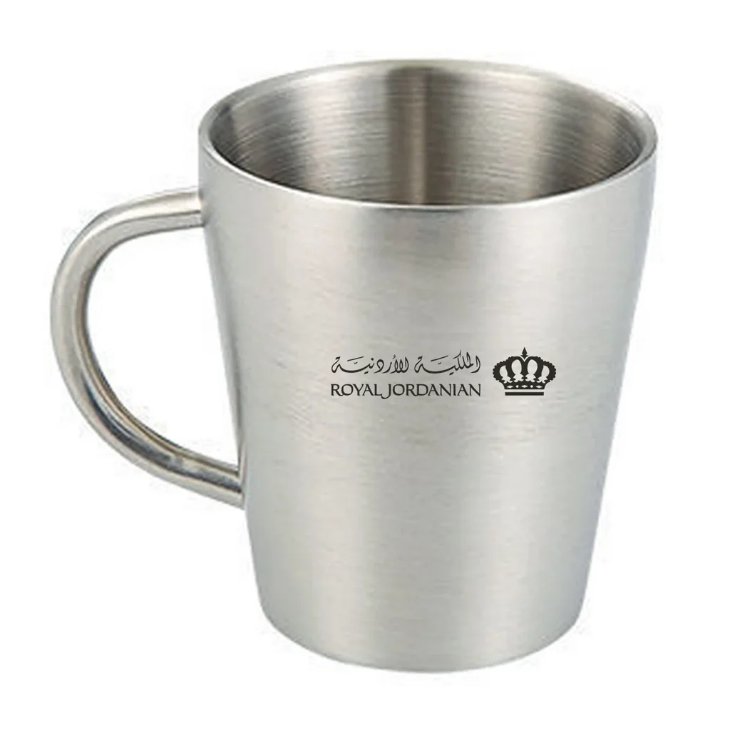 Royal Jordanian Stainless Steel Coffee mug in silver