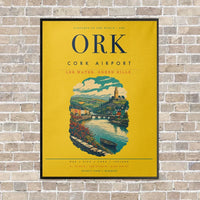 Thumbnail for Cork Airport ORK vertical canvas print - framed - yellow background