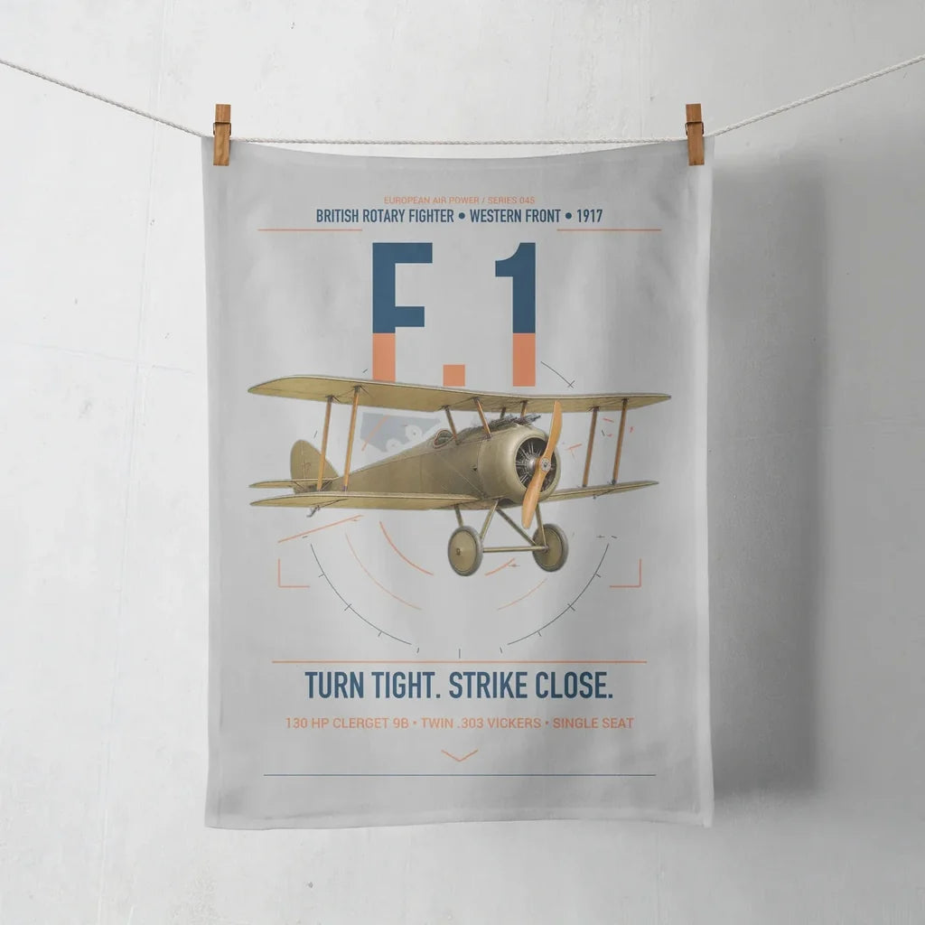 Sopwith Camel F.1 design on light gray towel