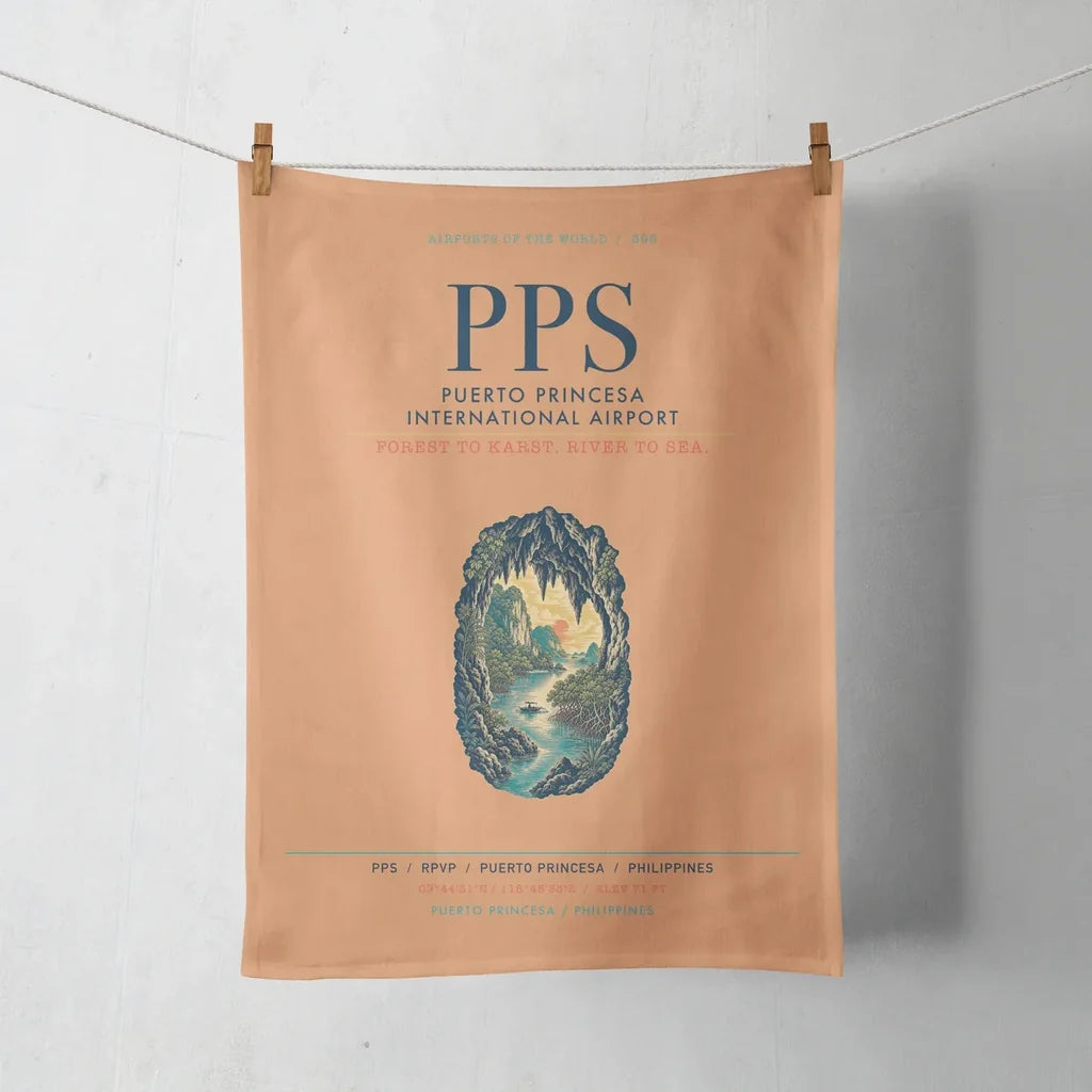 Puerto Princesa International Airport (PPS) design on orange towel