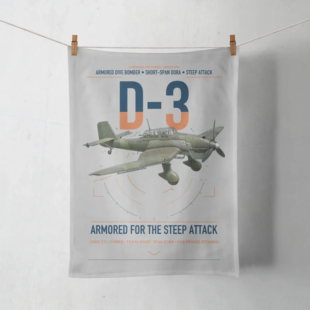 Junkers Ju 87D-3 design on light gray towel