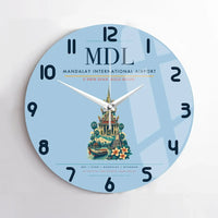 Thumbnail for Mandalay International Airport (MDL) design on light blue no frame wall clock