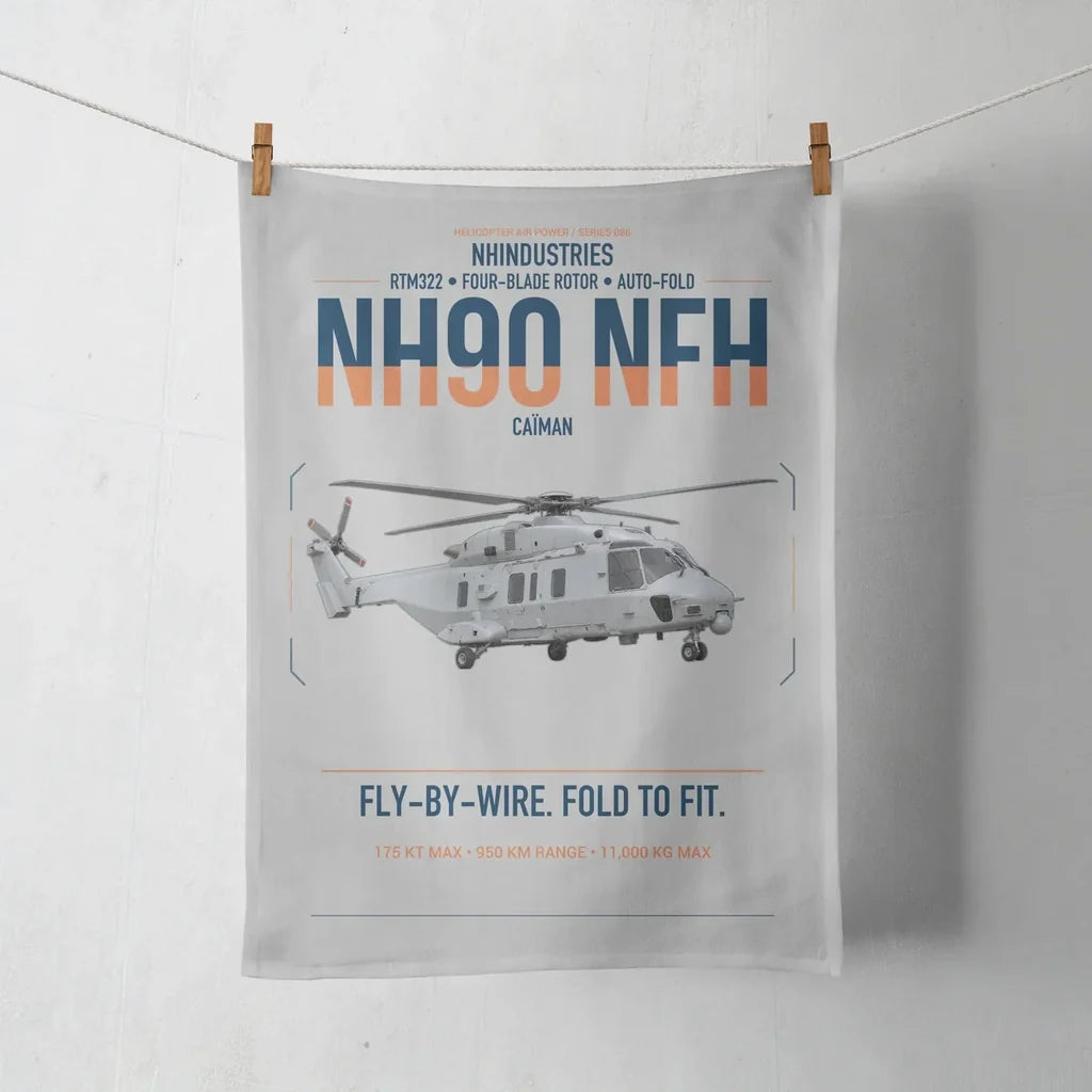 NHIndustries NH90 NFH Caïman design on light gray towel