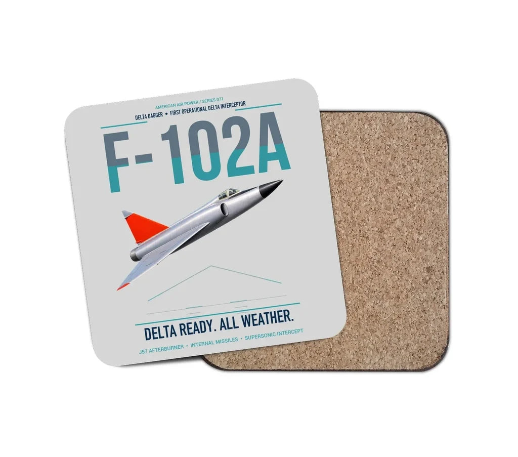 F-102A Delta Dagger design on light gray 1 piece coaster