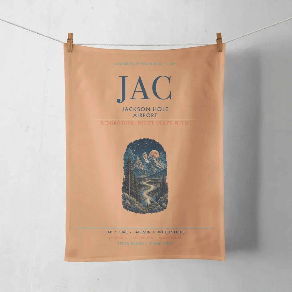 Jackson Hole Airport (JAC) design on orange towel