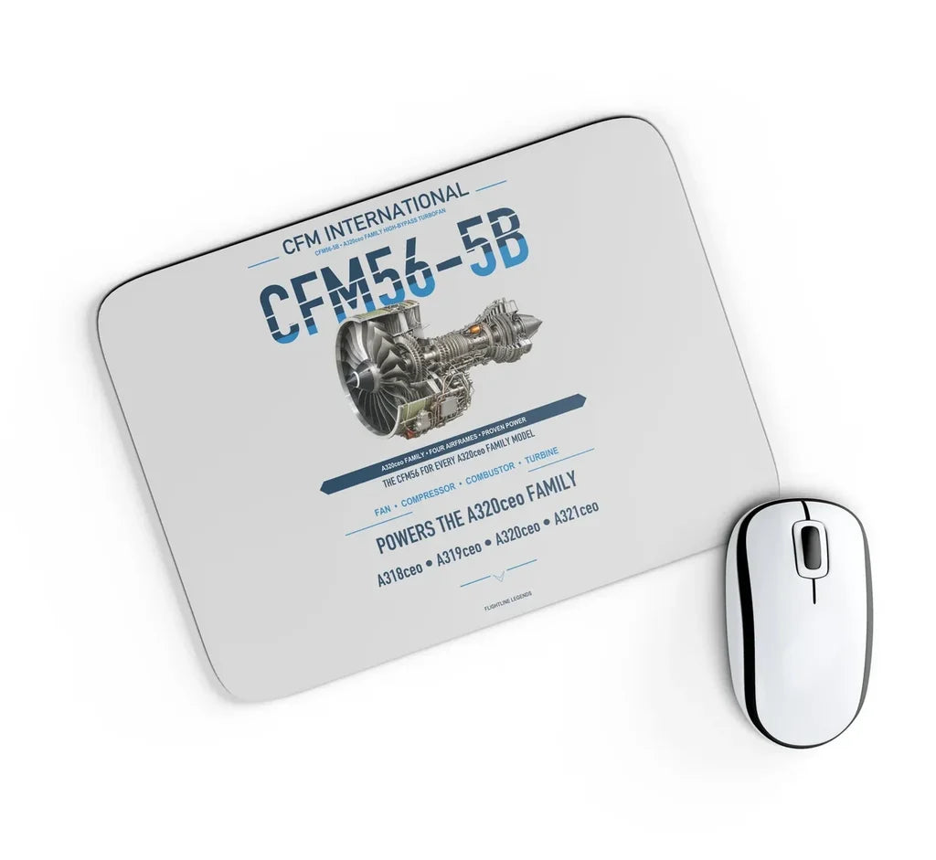 CFM56-5B design on light gray rectangle mouse pad