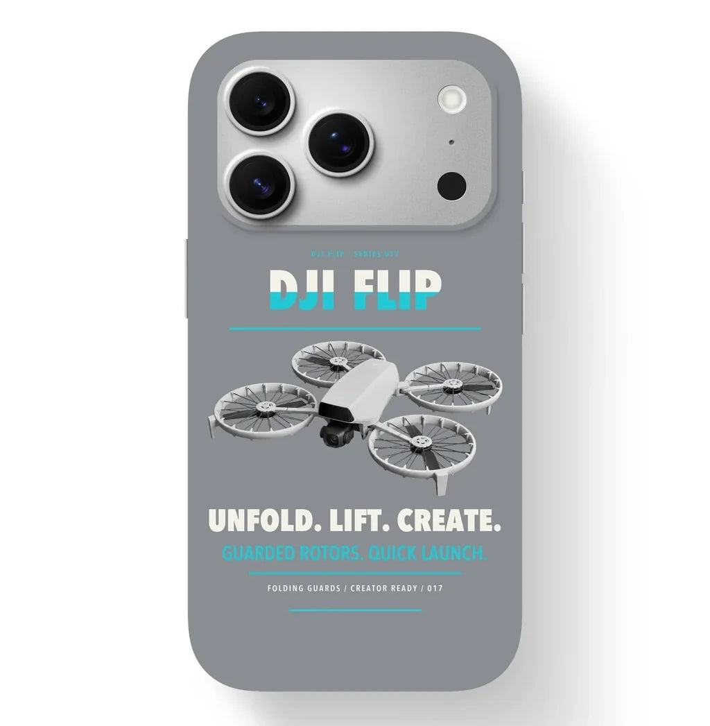 DJI Flip Case design on gray iphone case