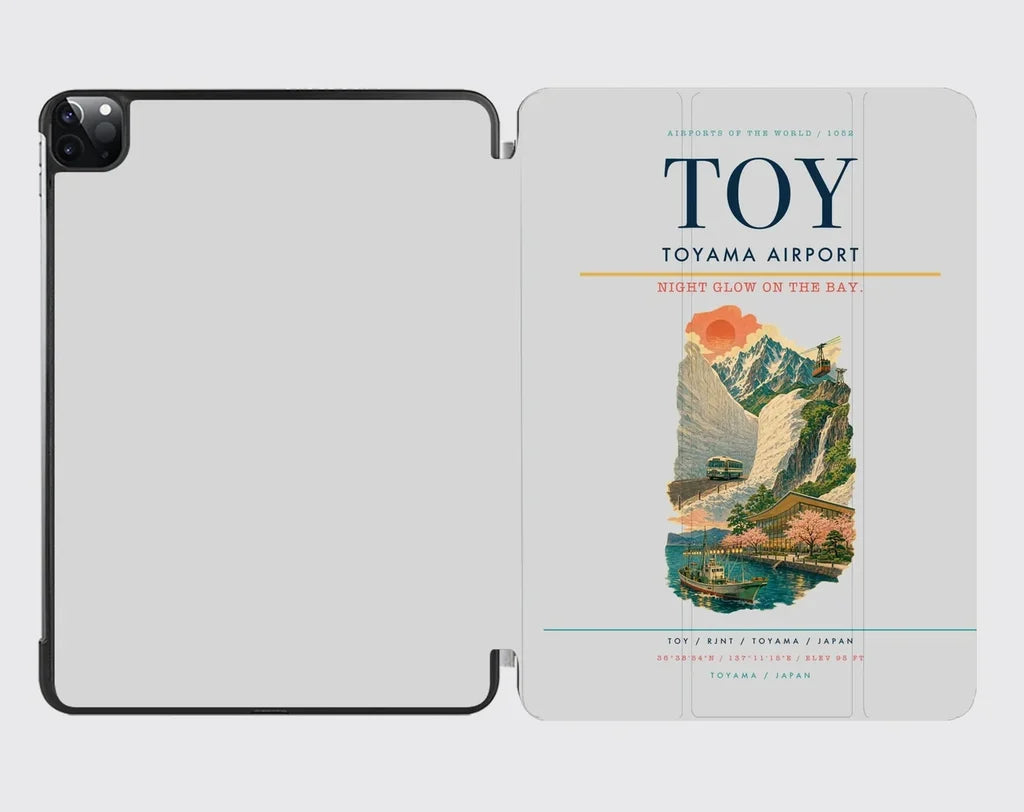 Toyama Airport (TOY) design on light gray ipad tablet case
