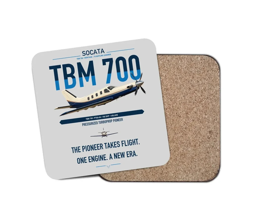 Socata TBM 700 design on light gray 1 piece coaster