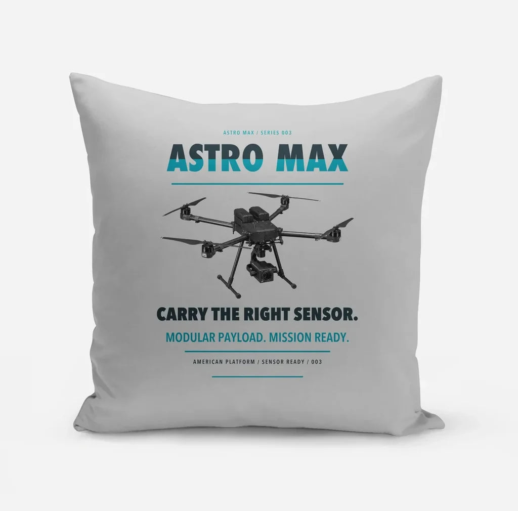 Freefly Astro Max design on light gray pillow