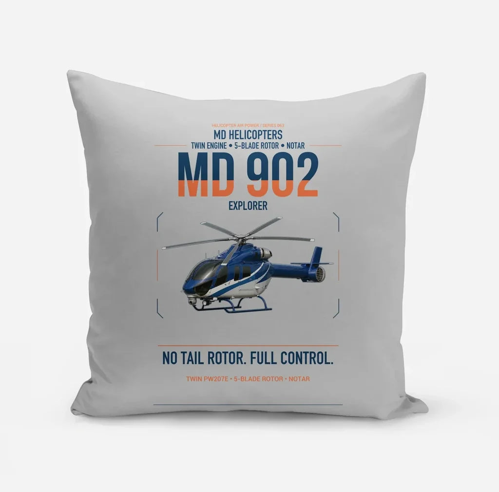 MD Helicopters MD 902 Explorer design on light gray pillow