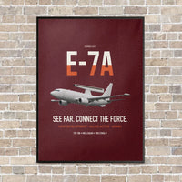 Thumbnail for E-7A Wedgetail vertical canvas print - framed - dark red background