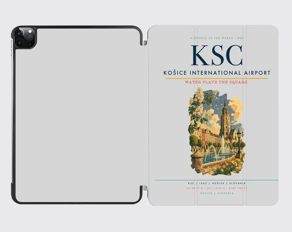 Košice International Airport (KSC) design on light gray ipad tablet case