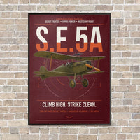 Thumbnail for Royal Aircraft Factory S.E.5a vertical canvas print - framed - dark red background