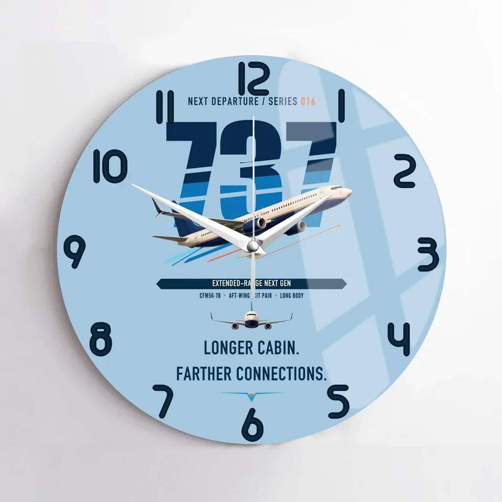Boeing 737-900ER design on light blue no frame wall clock