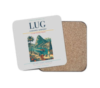 Thumbnail for Lugano Airport (LUG) design on light gray 1 piece coaster
