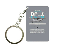 Thumbnail for Pilatus PC-6 Porter design on gray designed key chain, double-side print