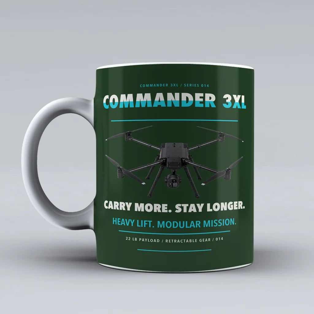 Commander 3XL Mug design on dark green draganfly