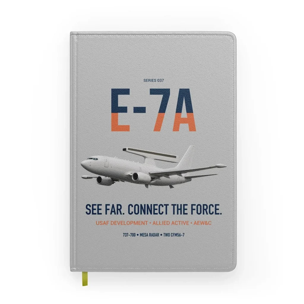 E-7A Wedgetail design on light gray notebook