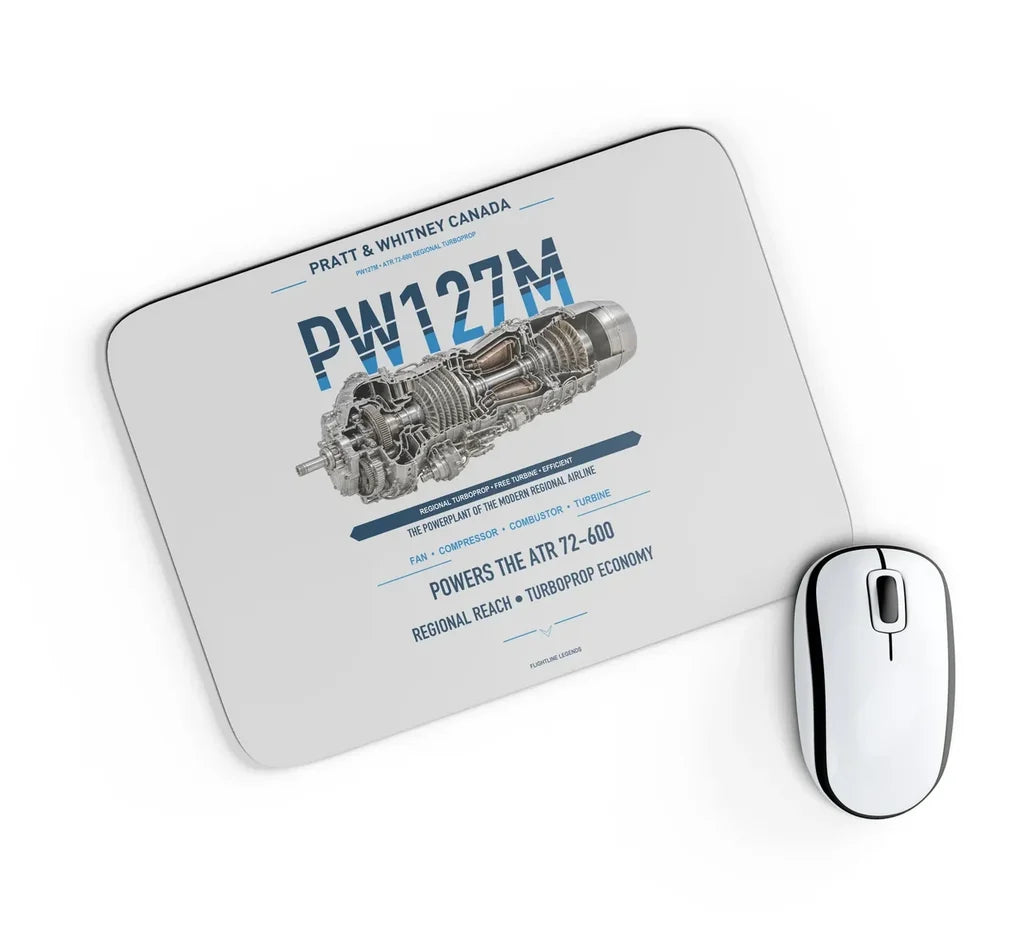 PW127M design on light gray rectangle mouse pad