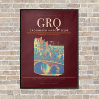 Thumbnail for Groningen Airport Eelde GRQ vertical canvas print - framed - dark red background