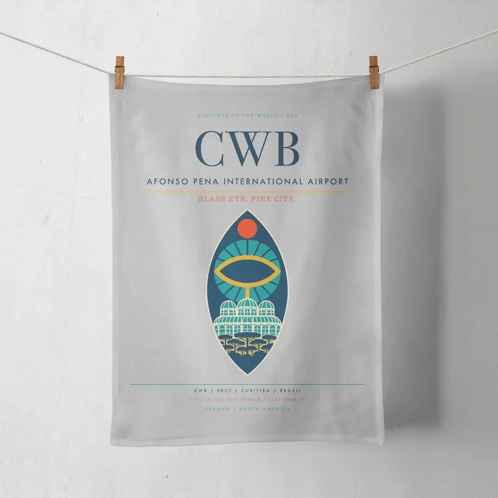 Afonso Pena International Airport (CWB) design on light gray towel