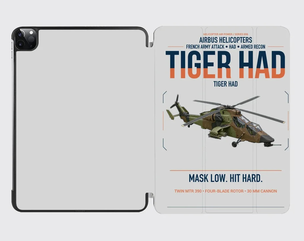 Airbus Helicopters Tiger HAD design on light gray ipad tablet case