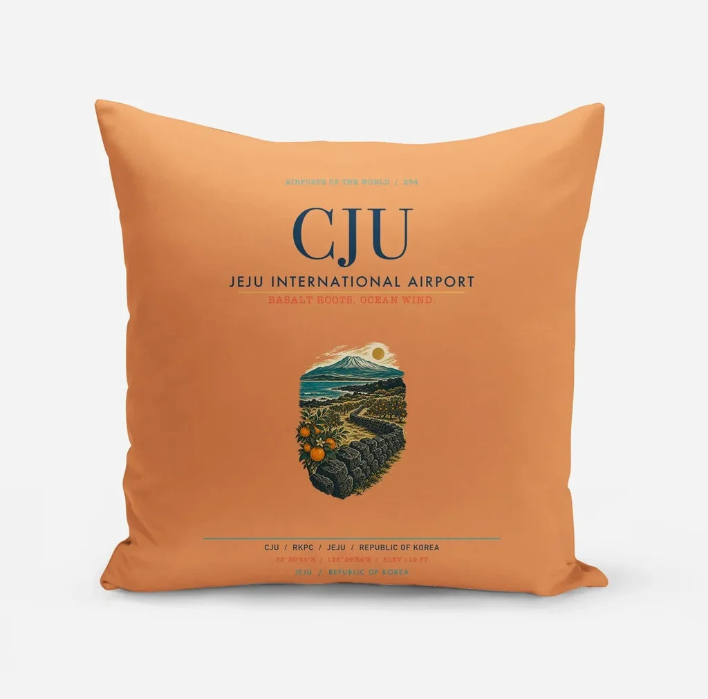 Jeju International Airport (CJU) design on orange pillow